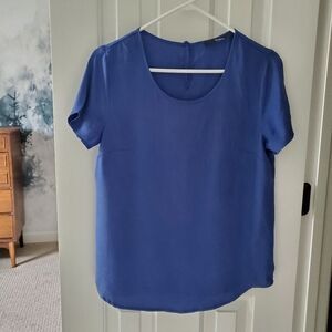 🌟 Quince Washable Stretch Silk Tee, Blue (S)